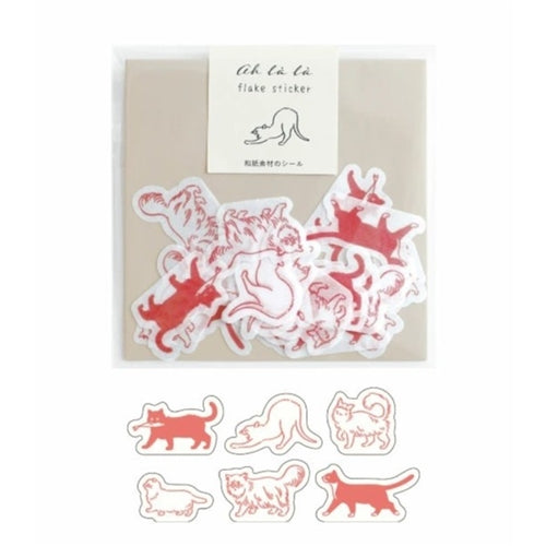 El Commun Ah là là Flake Sticker Set - Cats, Pack of 24