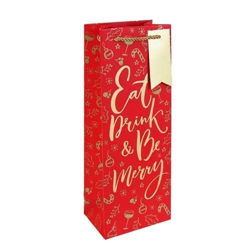 Eurowrap Eurowrap Gift Bag - Be Merry, Bottle