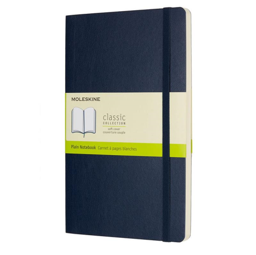 Moleskine Soft Cover Notebook - Plain, Large, Sapphire Blue