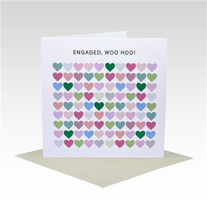Rhicreative Greeting Card - Coloured Hearts Engaged