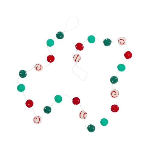 Gifted Hands Gifted Hands Felt Christmas Bunting - Spiral and Dotty Balls, White/Green/Red