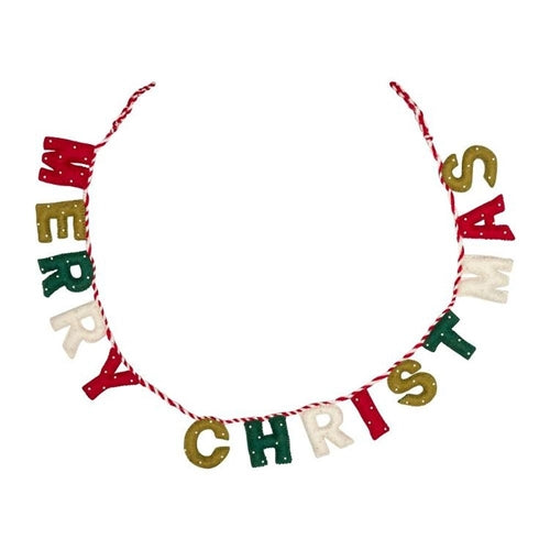 Gifted Hands Gifted Hands Felt Christmas Garland - Merry Christmas, Green, Red & White