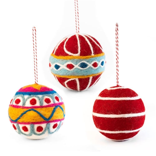 Gifted Hands Gifted Hands Felt Decoration Set - Colorful Baubles, Set of 3