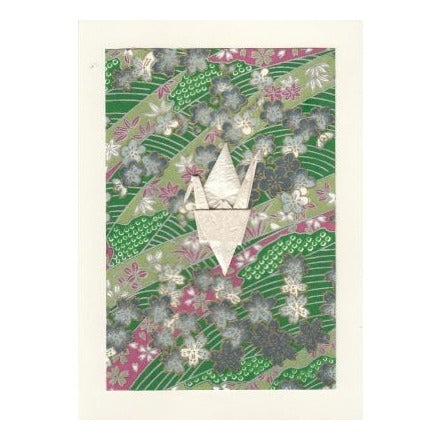 Heiko Design Heiko Design Greeting Card - Origami Crane, Green Japanese Floral