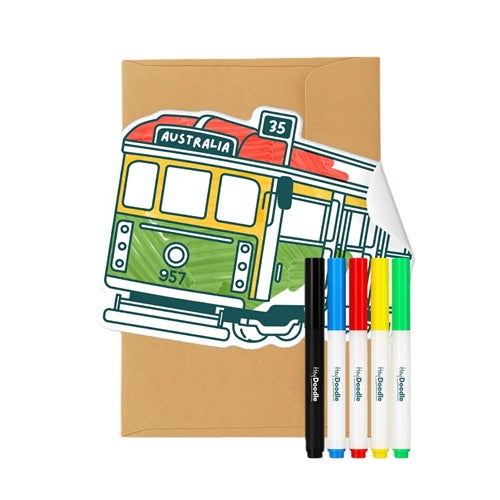 Hey Doodle Hey Doodle Forever Greeting Card - City Tram