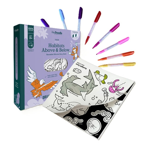 Hey Doodle Hey Doodle Reusable Colouring Book - Habitats Above & Below Tales