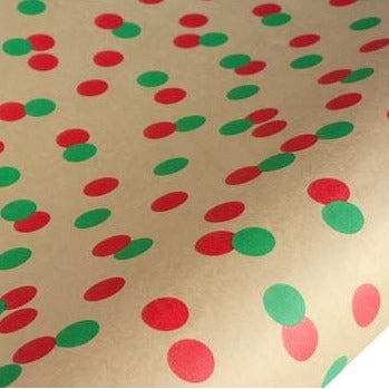 hiPP hiPP Gift Wrapping Paper - Festive Confetti, Kraft, Red and Green, 5 mtrs