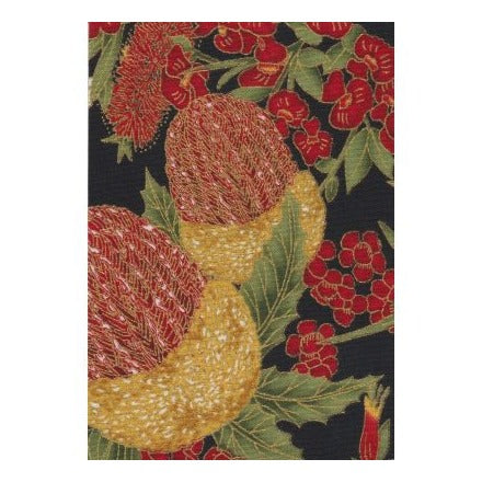 Interweave Interweave Fabric Greeting Card - Banksias on Black