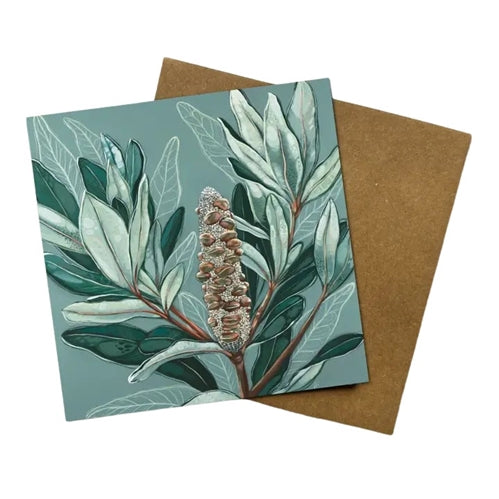 Jess Hutchison Art Jess Hutchison Art Greeting Card - Banksia Heart