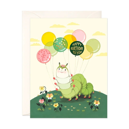 JooJoo Paper JooJoo Paper Birthday Card - Caterpillar Balloons
