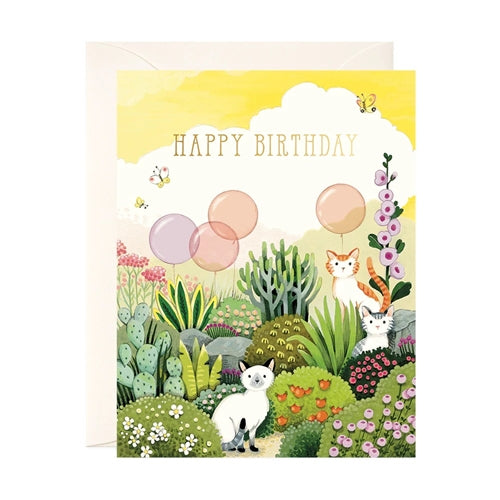 JooJoo Paper JooJoo Paper Birthday Card - Cats in Garden