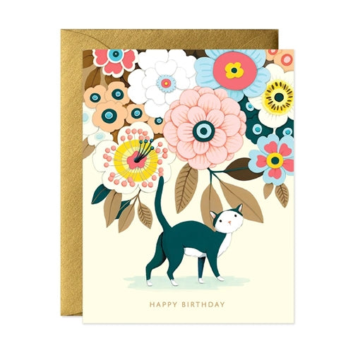 JooJoo Paper JooJoo Paper Birthday Card - Floral Kitty Birthday