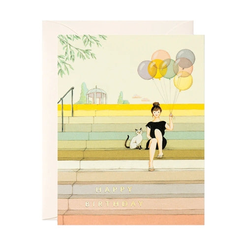 JooJoo Paper JooJoo Paper Birthday Card - Girl on Stairs