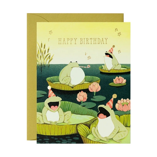 JooJoo Paper JooJoo Paper Birthday Card - Singing Frogs