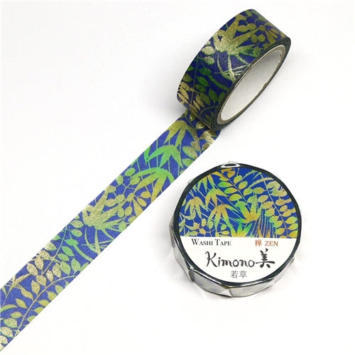 Kamiiiso Sansho Kamiiiso Sansho Washi Tape - Kimono Series, Bamboo Leaves