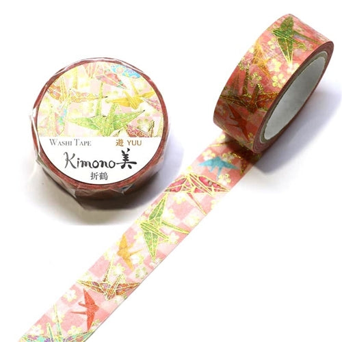 Kamiiiso Sansho Kamiiiso Sansho Washi Tape - Kimono Series, Pink Cranes