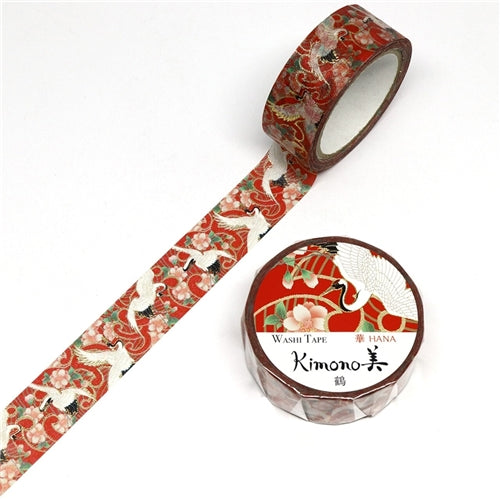 Kamiiiso Sansho Kamiiiso Sansho Washi Tape - Kimono Series, Red Cranes