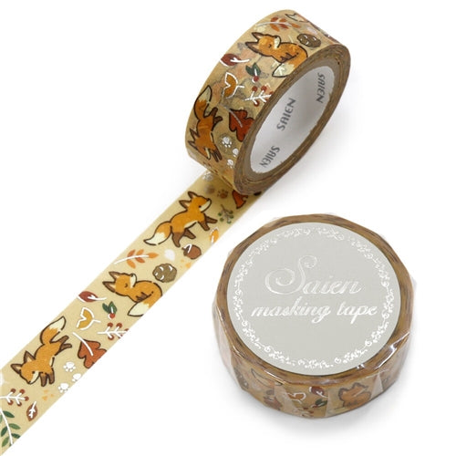 Kamiiiso Sansho Kamiiiso Sansho Washi Tape - Saien Series, Fox and Leaves