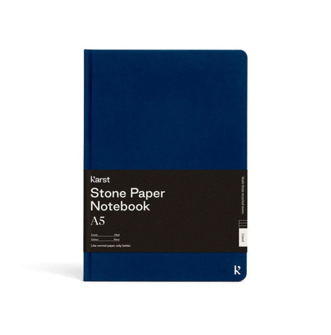 Karst Stone Paper Karst Hard Cover Notebook - Ruled, A5, Navy