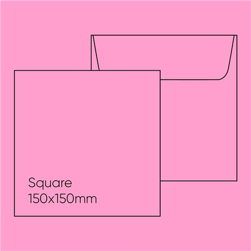 Kaskad 150mm Square Envelope - Kaskad Bullfinch Pink, Pack of 10