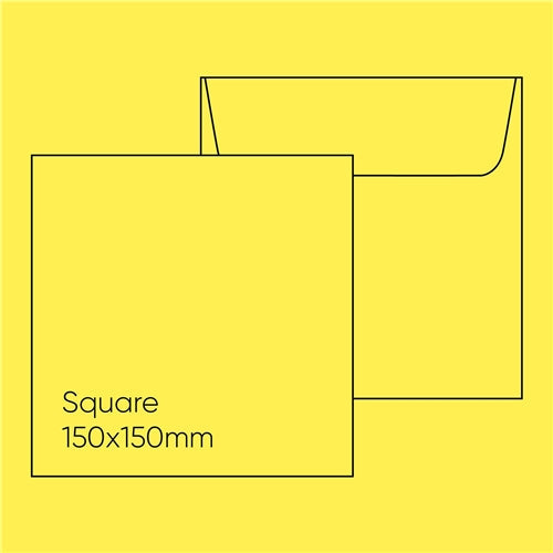 Kaskad 150mm Square Envelope - Kaskad Canary Yellow, Pack of 10