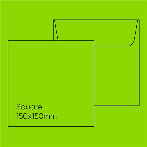 Kaskad 150mm Square Envelope - Kaskad Parakeet Green, Pack of 10