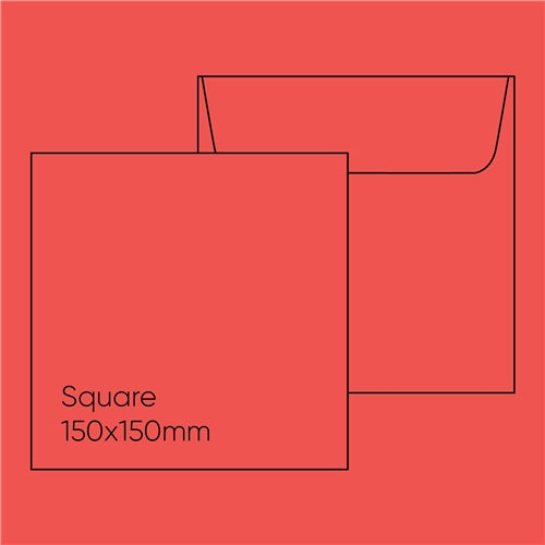 Kaskad 150mm Square Envelope - Kaskad Robin Red, Pack of 10