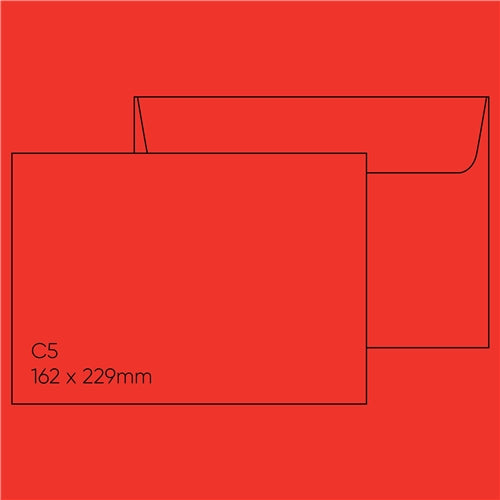 Kaskad C5 Envelope (162 x 229mm) - Kaskad Rosella Red, Pack of 10
