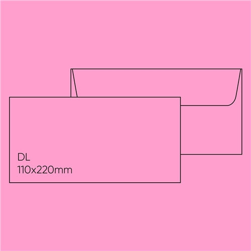 Kaskad DL Envelope (110 x 220mm) - Kaskad Bullfinch Pink, Pack of 10