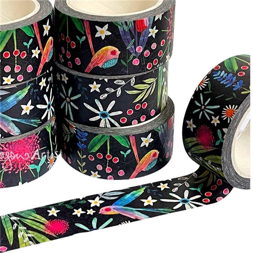 Kate Mason Artist Kate Mason Washi Tape - Black Spring Floral