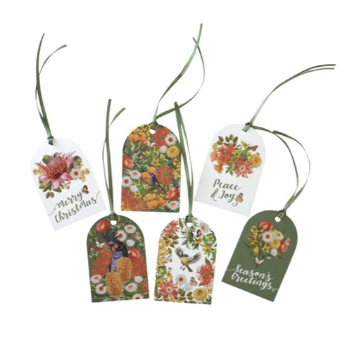 La La Land La La Land Christmas Gift Tags - Botanical Blooms, Set of 6