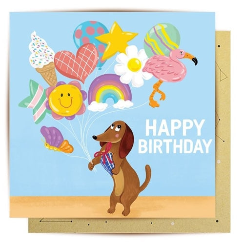 La La Land La La Land Greeting Card - Dachshund Balloons