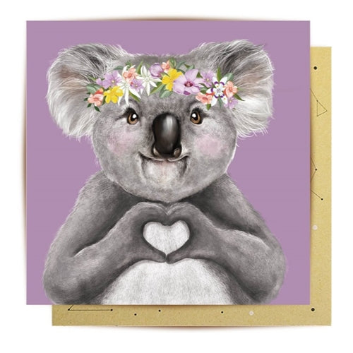 La La Land La La Land Greeting Card - Heart Koala Girl