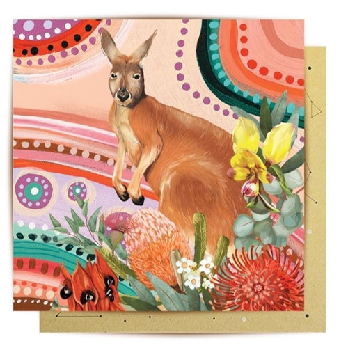 La La Land La La Land Greeting Card - Sacred Country Kangaroo Vol 2