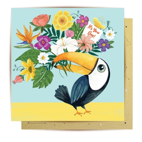 La La Land La La Land Greeting Card - Toucan Flowers