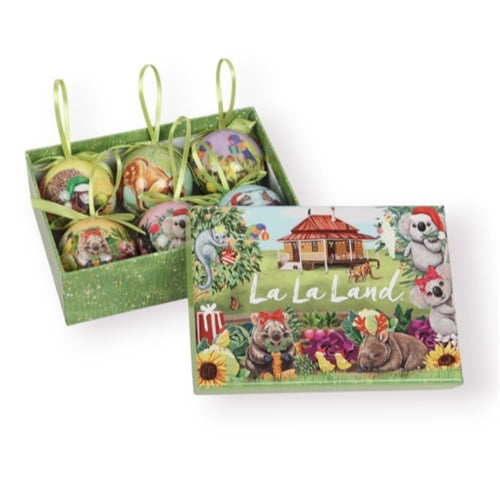 La La Land La La Land Mini Bauble Set - Garden Giggles, Set of 6