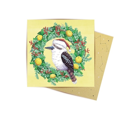 La La Land La La Land Mini Christmas Card - Kookaburra Wreath