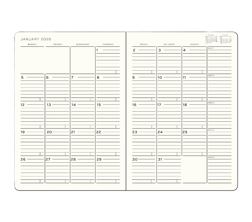 Leuchtturm1917 2026 Leuchtturm 16-Month Monthly Planner + Notebook - B5+, Softcover, Forest Green