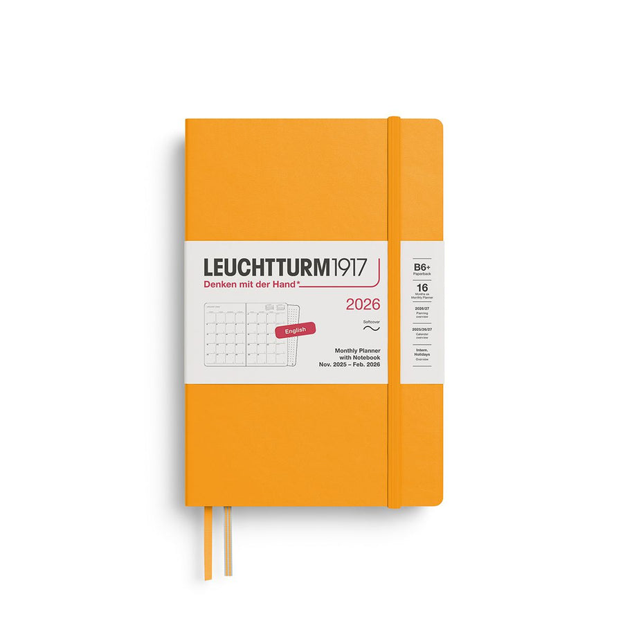 Leuchtturm1917 2026 Leuchtturm 16-Months Monthly Planner + Notebook - B6+, Softcover, Rising Sun