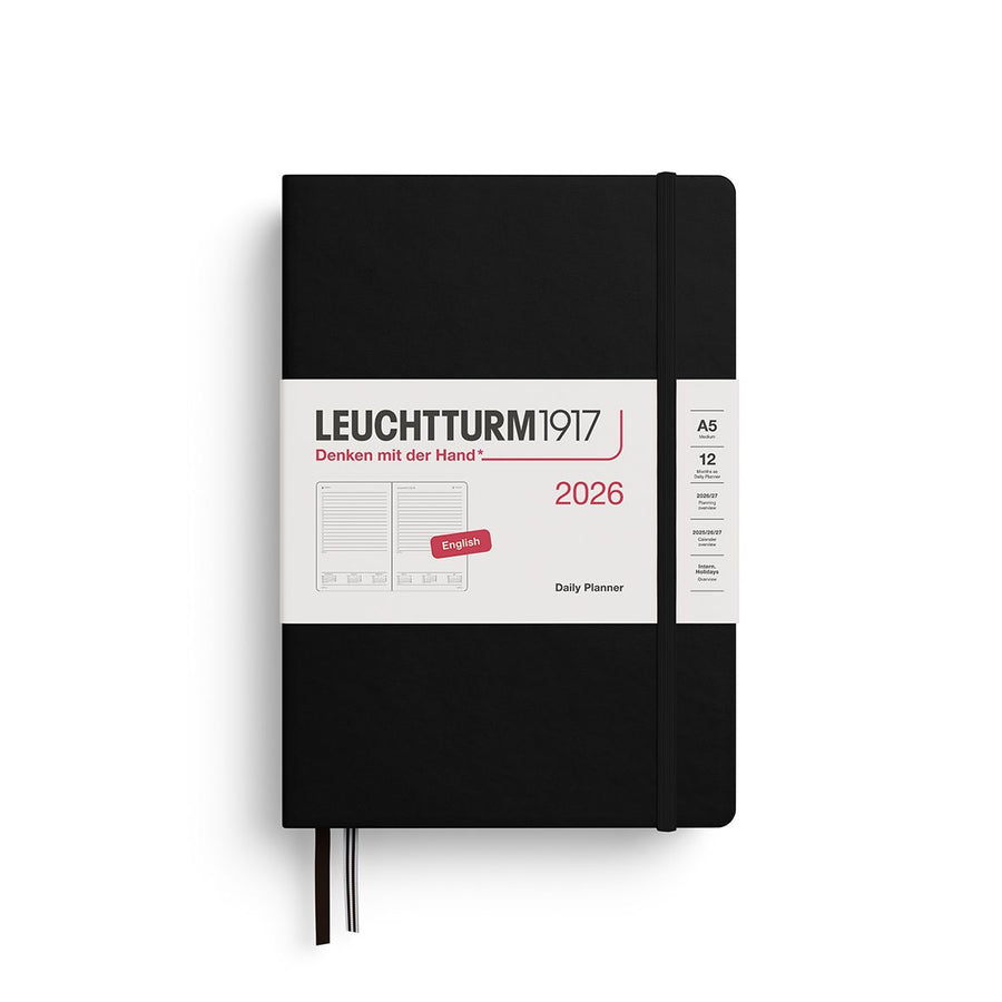 Leuchtturm1917 2026 Leuchtturm Daily Planner - A5,  Hardcover, Black