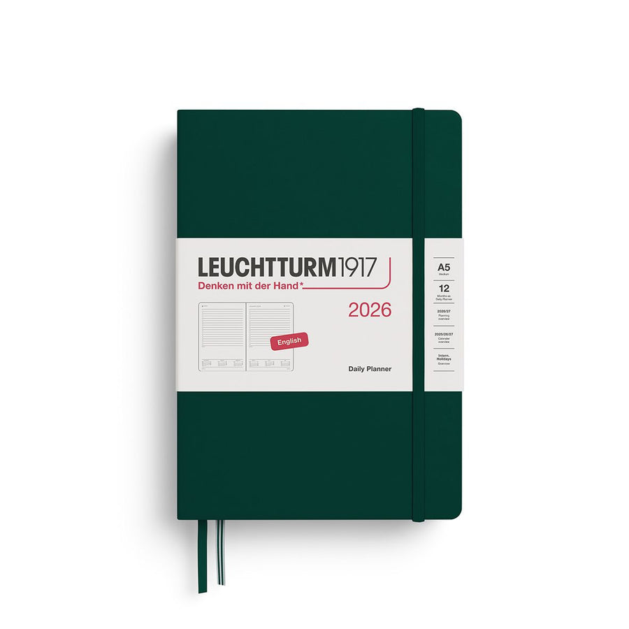 Leuchtturm1917 2026 Leuchtturm Daily Planner - A5, Hardcover, Forest Green