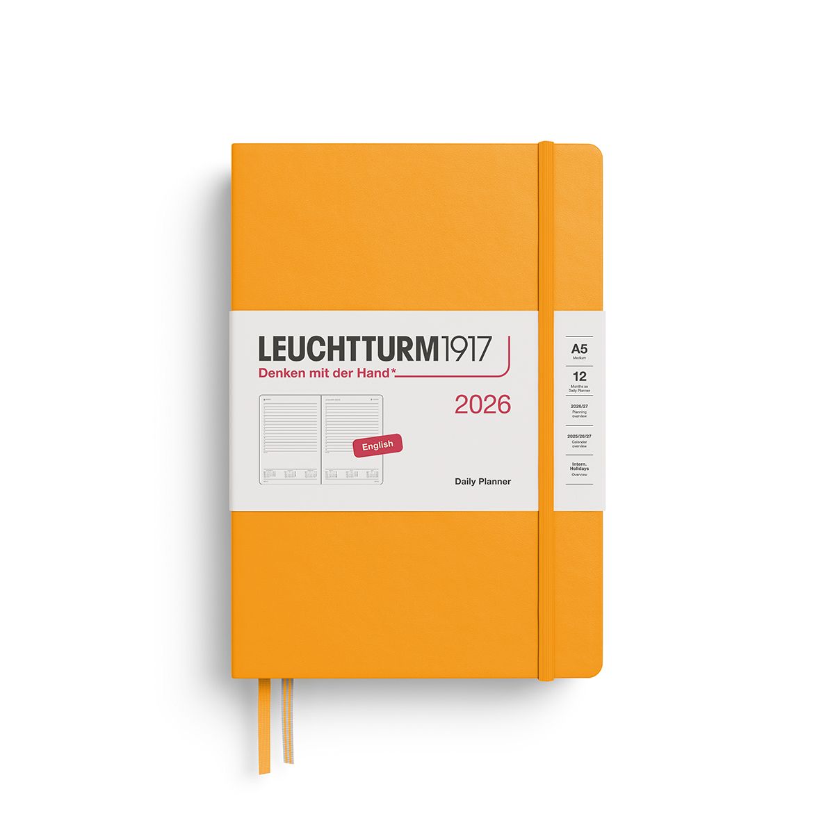 Leuchtturm1917 2026 Leuchtturm Daily Planner -  A5, Hardcover, Rising Sun