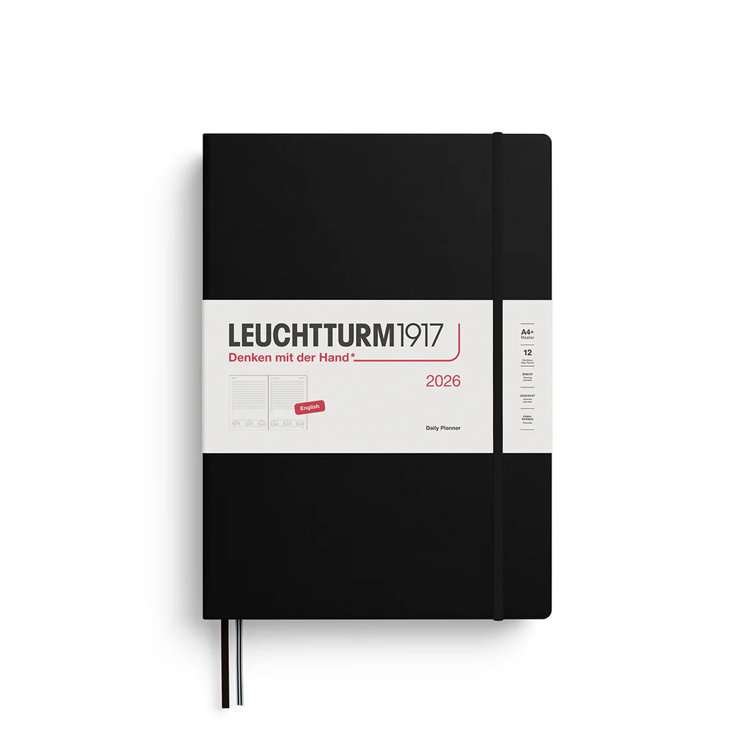 Leuchtturm1917 2026 Leuchtturm "Master" Daily Planner - A4+, Hardcover, Black