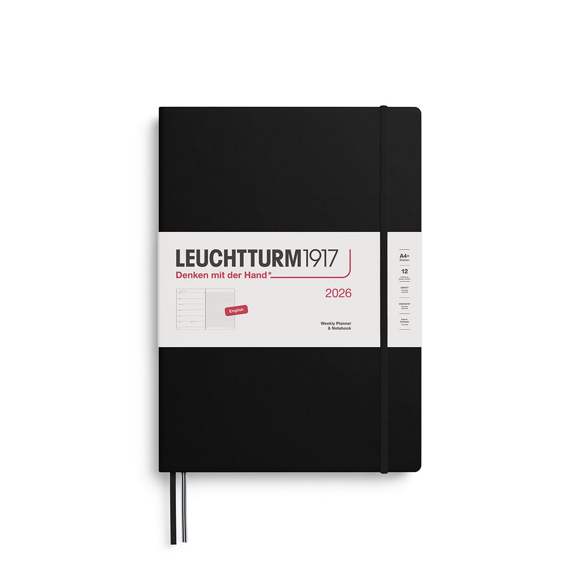 Leuchtturm1917 2026 Leuchtturm Weekly Planner + Notebook - A4+, Hardcover, Black
