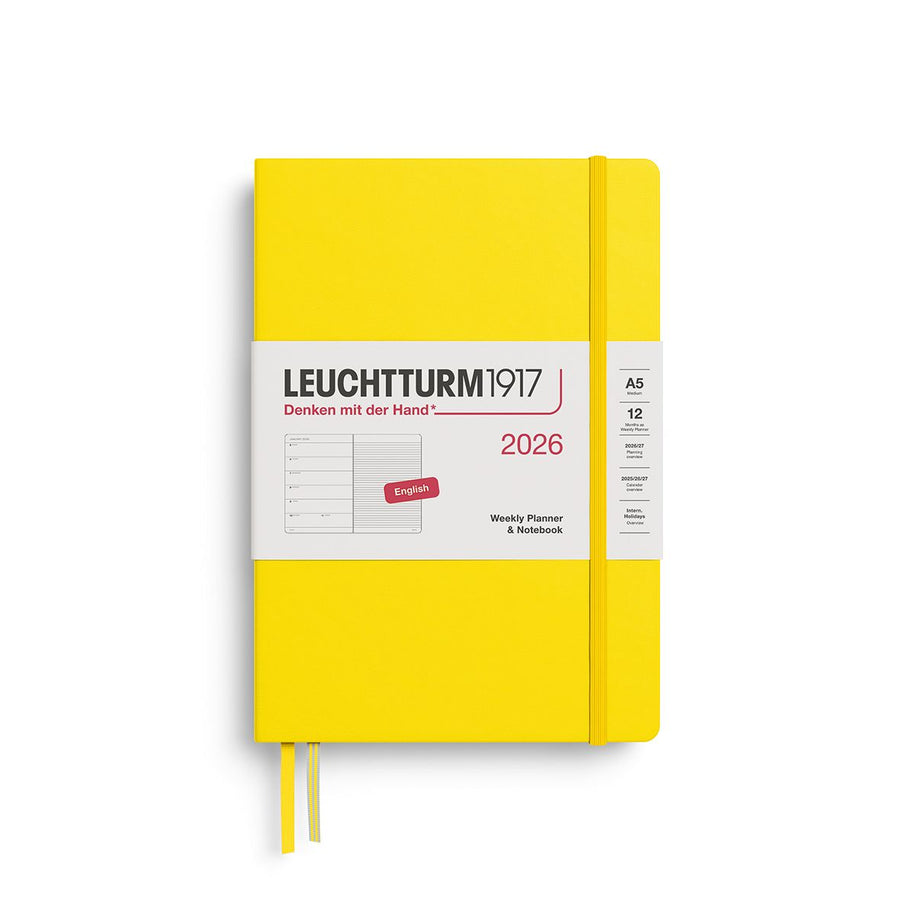 Leuchtturm1917 2026 Leuchtturm Weekly Planner + Notebook - A5, Hardcover, Lemon