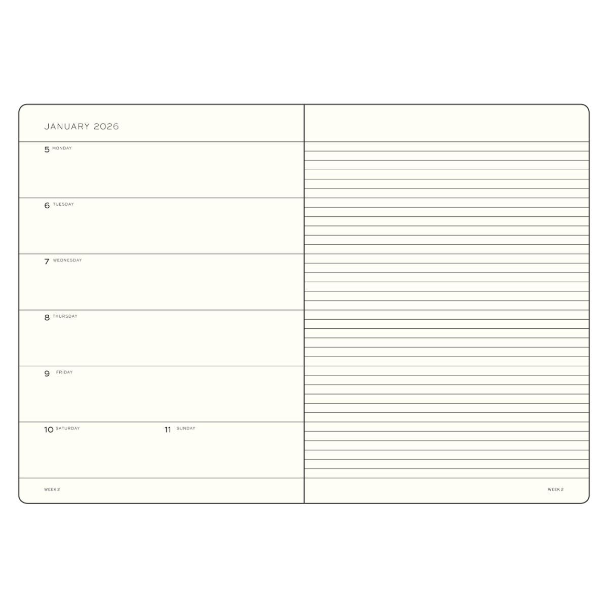 Leuchtturm1917 2026 Leuchtturm Weekly Planner + Notebook - A5, Hardcover, Navy