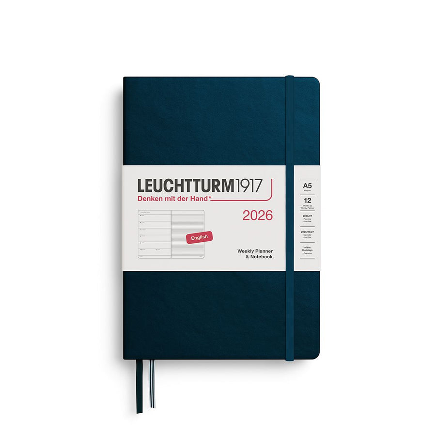 Leuchtturm1917 2026 Leuchtturm Weekly Planner + Notebook - A5, Softcover, Deep Sea