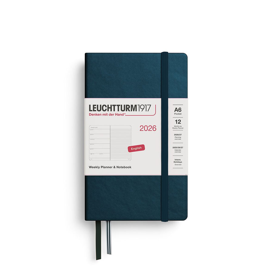 Leuchtturm1917 2026 Leuchtturm Weekly Planner + Notebook - Pocket, Hardcover, Deep Sea