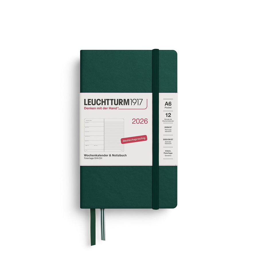 Leuchtturm1917 2026 Leuchtturm Weekly Planner + Notebook - Pocket, Hardcover, Forest Green