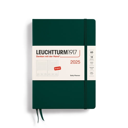 Leuchtturm1917 Leuchtturm 2025 Hardcover Diary - Daily, A5, Forest Green